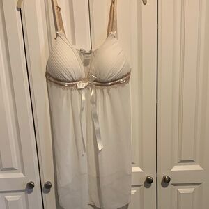 Linea Donatella Ivory Chemise with Gold Lace Trim